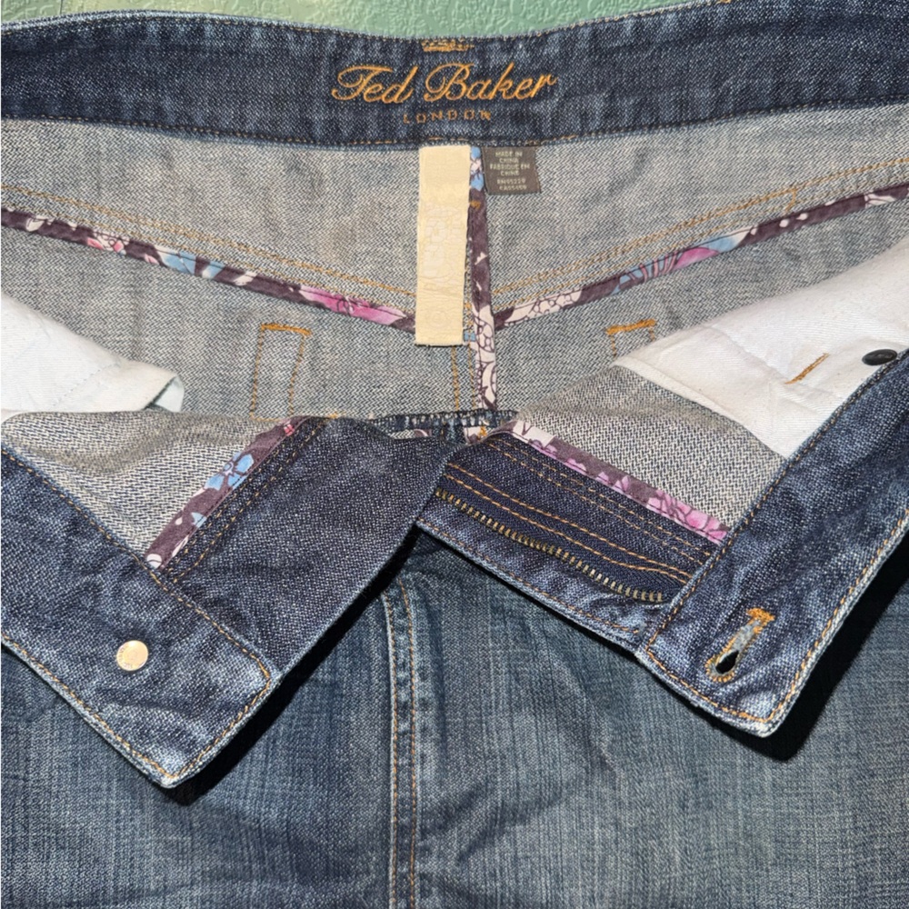 Ted Baker Pleated Jean Skirt with Embroidered Pocket - Picture 9 of 9